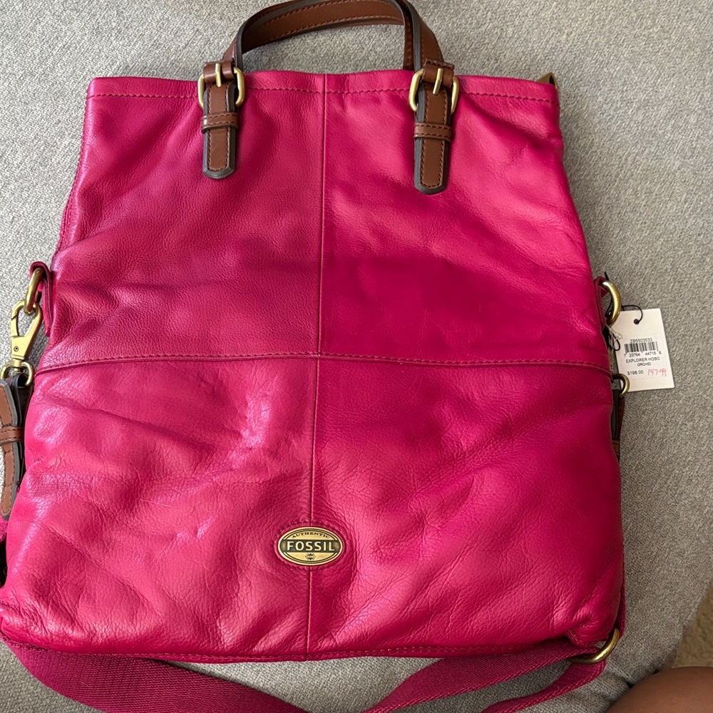 Fossil Fuchsia Leather Shoulder Bag NWT